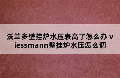 沃兰多壁挂炉水压表高了怎么办 viessmann壁挂炉水压怎么调